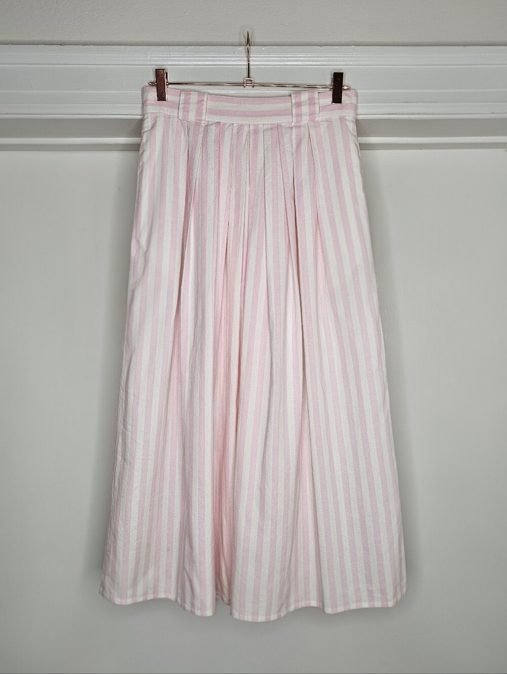 VTG 80s Rafaella Striped Pleated Midi Skirt